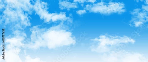 Obraz Niebieskie niebo, tło, białe chmury i słońce