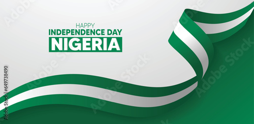 happy independence day Nigeria Day flag ribbon vector background