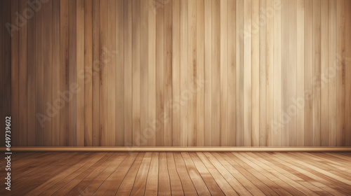 Empty room with wooden walls and floor. © Vahid