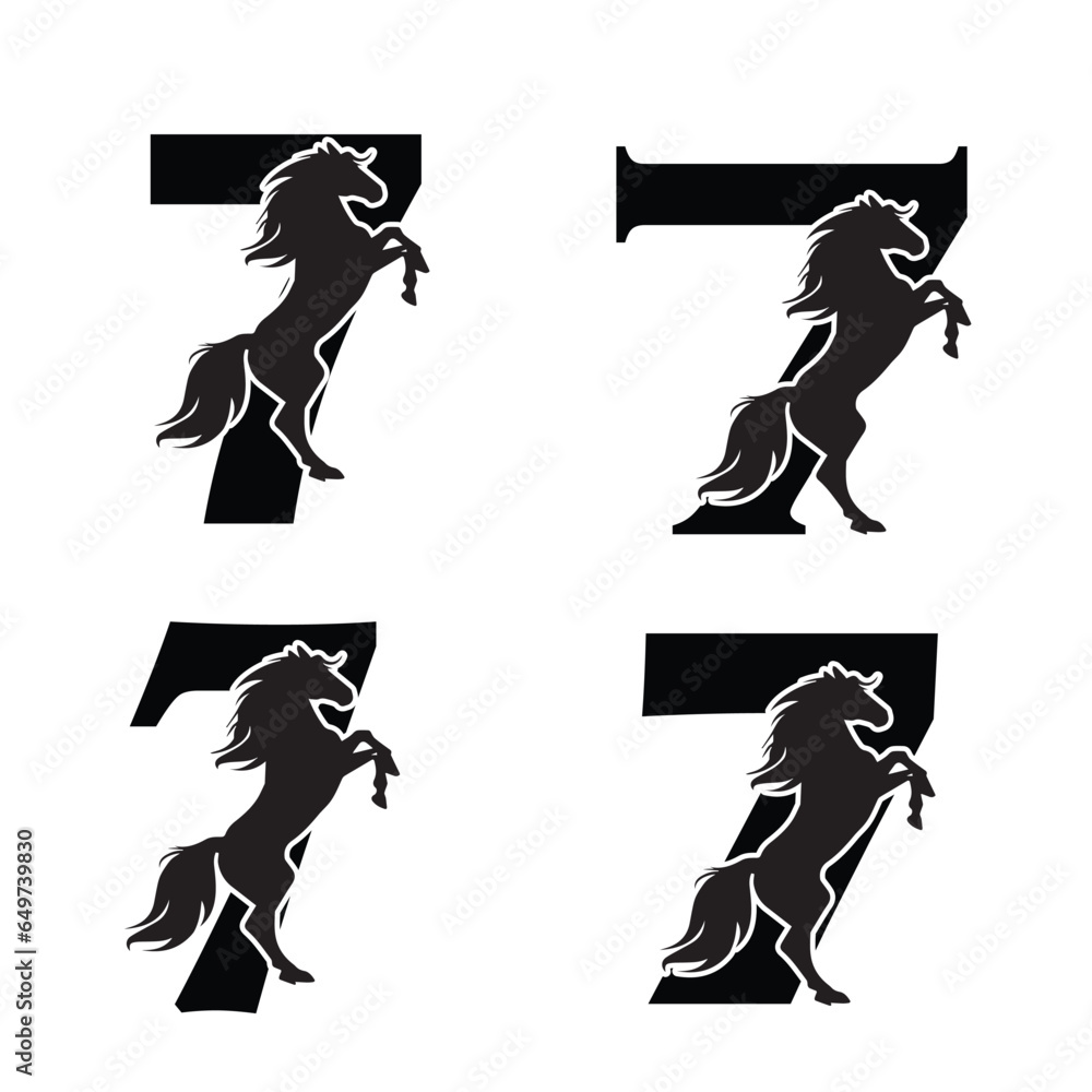 Initials Logo Design 7 & Horse Logo Design Concept. Initials Logo Design 7 & Horse Logo Design Concept.