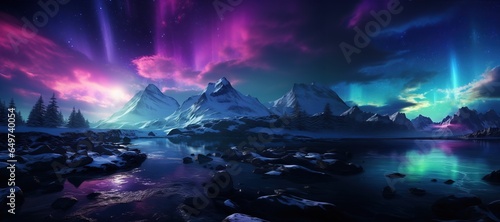 Aurora Borealis  A dazzling display of the Northern Lights  painting the night sky with vibrant colors.Generated with AI