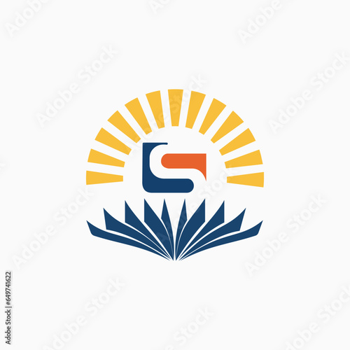 sun and book logo design