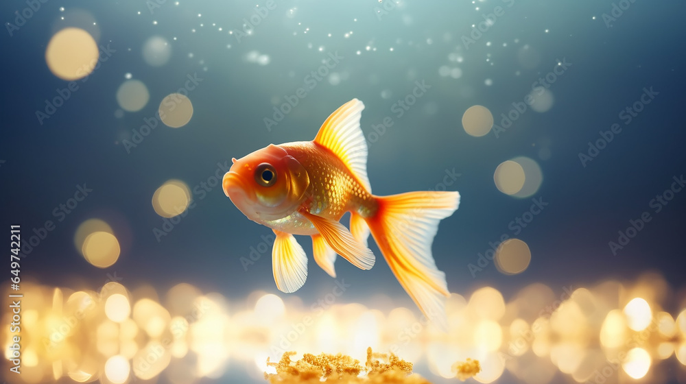 aquarium with a goldfish, a symbol of dreams, fulfillment of desires.