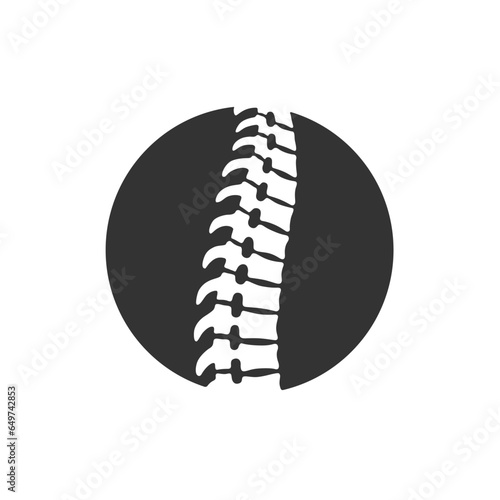 Spine human graphic icon. Spinal column sign in the circle isolated on white background. Logo. Vector illustration 