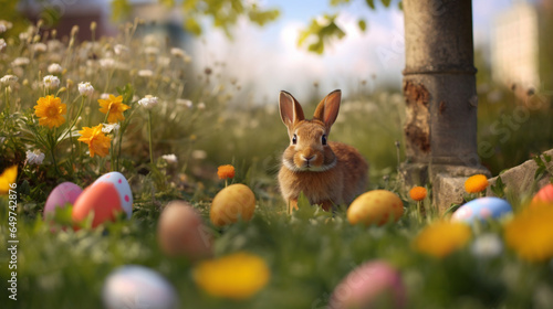 The Easter bunny in a meado...