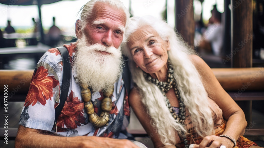 hippie man and hippie woman, lifelong love, married for decades or getting to know each other