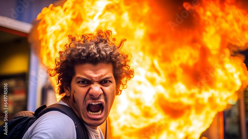 A screaming young adult man...