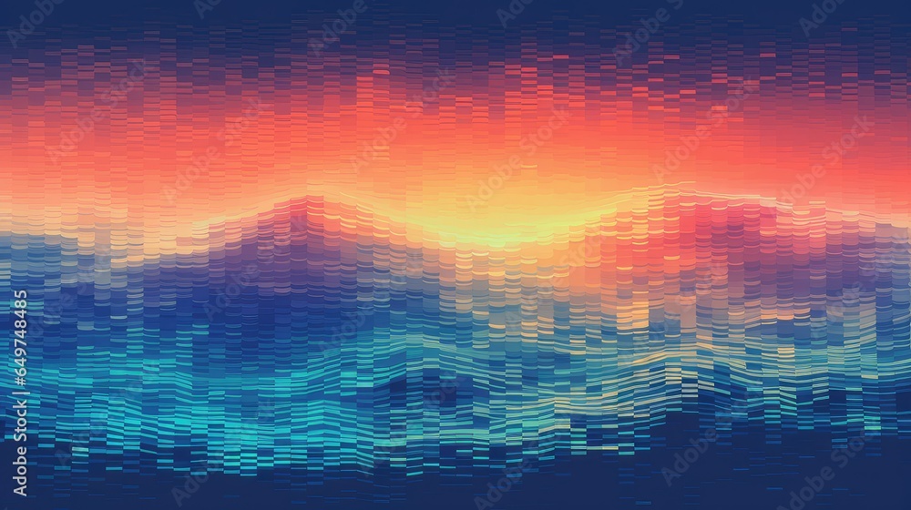 digital pixelated retro waves illustration computer 9s, technology element, abstract wave digital pixelated retro waves
