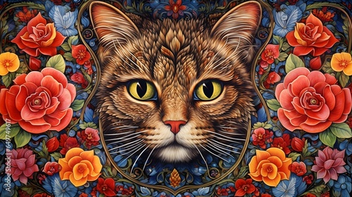 Cat illustration background wallpaper design, Beautiful colorful, Kitty art, Kitten drawing