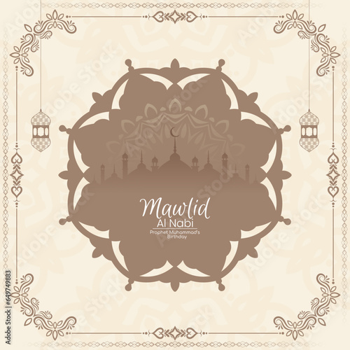 Mawlid al nabi islamic festival greeting background design