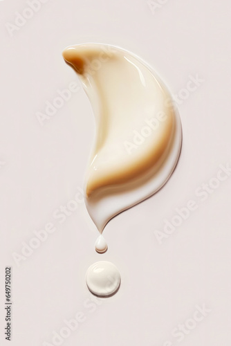 White Beige Texture of Cosmetic Face Cream Smear. Swatch smudge concealer, smear hand cream in Peach Fuzz Color Of The Year 2024. Light beige white liquid, highlighter, BB, CC cream.