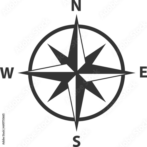 Compass icon vector. Wind rose star navigation.