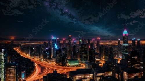 Wallpaper Mural Nightlife in the City: Vector Metropolitan Scene Torontodigital.ca