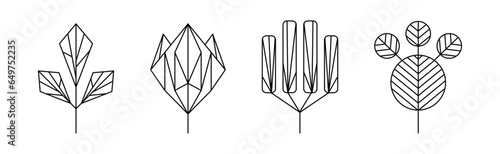 Floral Decoration Plant Line Stroke Icon Pictogram Symbol Vector Set