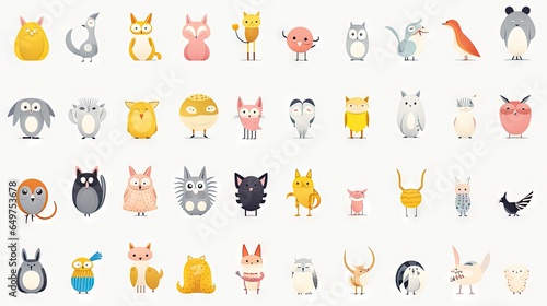  a large group of different types of animals on a white background. generative ai