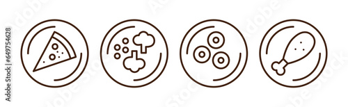 Restaurant Line Icons and Outline Food Element Vector Set
