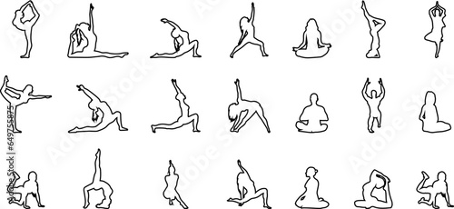 silhouettes of people yoga art design 