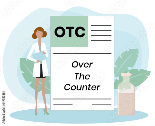 OTC Over The Counter - off-exchange trading is done directly between two parties, without the supervision of an exchange, acronym text concept background