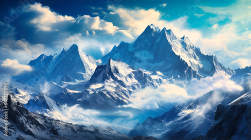 Majestic Peaks of Snow-Capped Mountains