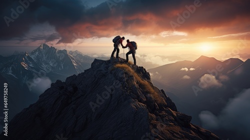 person on top of mountain photo