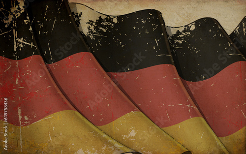 Old Paper Print - Waving Flag of Germany