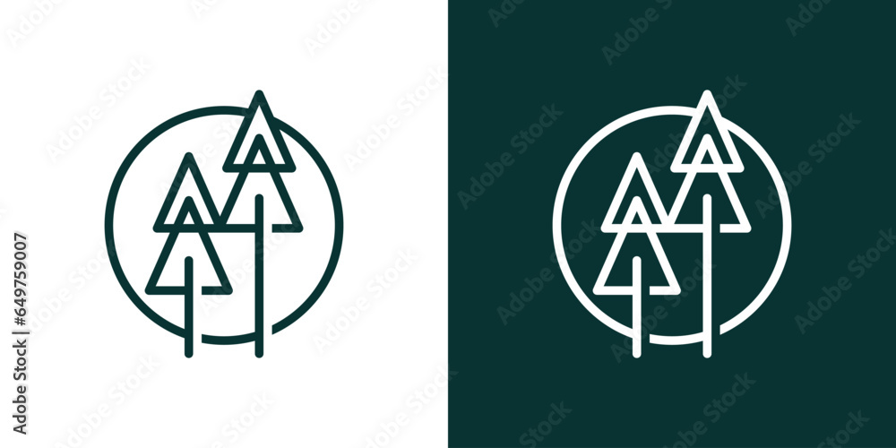 logo design inspired by a pine tree in a circle made in a minimalist line style. logo design inspired by a pine tree in a circle made in a minimalist line style.