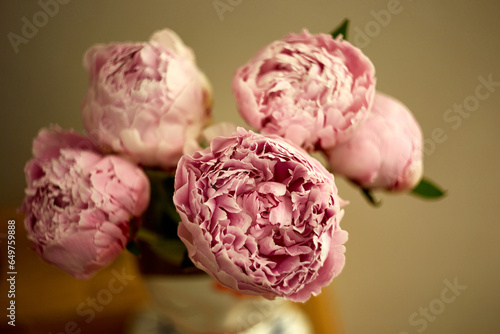 A beautiful bouquet of pink peony, selective focus