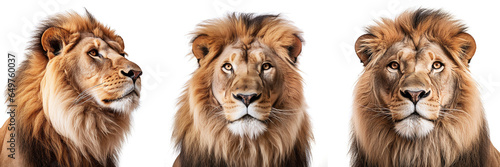 Lion close up  front view with transparent background  smooth blur edge  Generative AI Technology