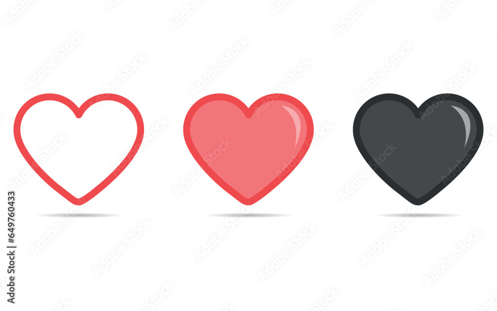 Heart vector flat icons in different shapes and colors. Heart vector flat icons in different shapes and colors.