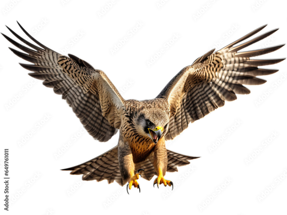 Fototapeta premium Peregrine Falcon Talon Strike, No Background, Transparent