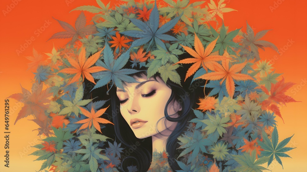Cannabis background wallpaper design, weed, ganja, marihuana, green hemp bud, leaf