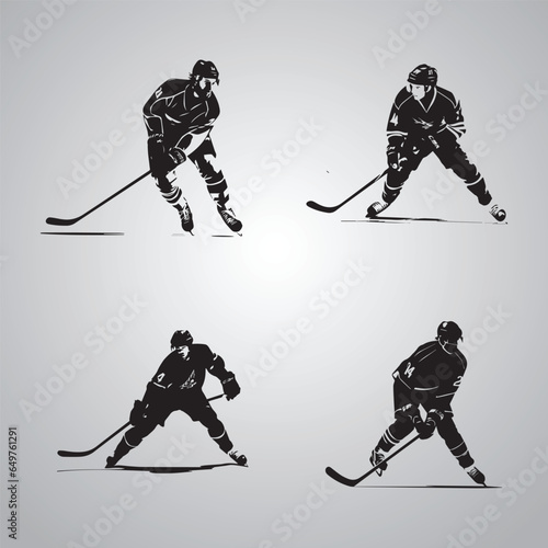 Black-filled family vector illustration boy and girl icon on white background Player vector illustration outdoor activities hobbies and sports American hockey players