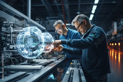 industrial engineers working together and using tablets project in modern industrial facility.Generated with AI