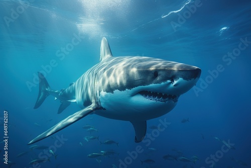 shark swimming in a blue sea ocean