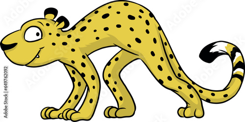 Cartoon eines niedlichen Geparden in Start Pose  bereit schnell los zu rennen