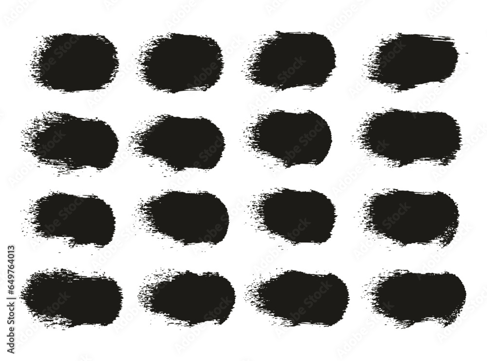 Round Sponge Thick Artist Brush Straight Lines High Detail Abstract Vector Background Set 