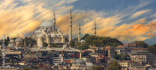 Famous Rustem Pasha Mosque, New Mosque and Suleymaniye Mosque, Bosphorus,  photo