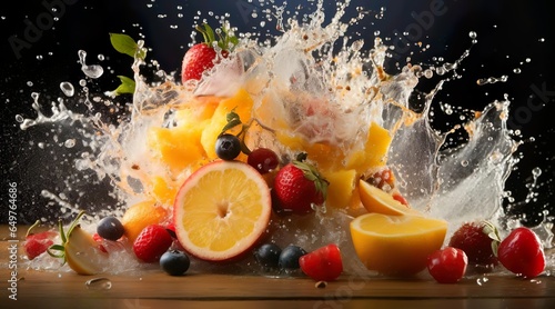 Display of fruit with splash of water