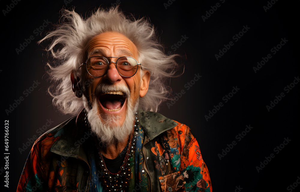 Handsome portrait of an old man with joyful emotions Handsome portrait of an old man with joyful emotions