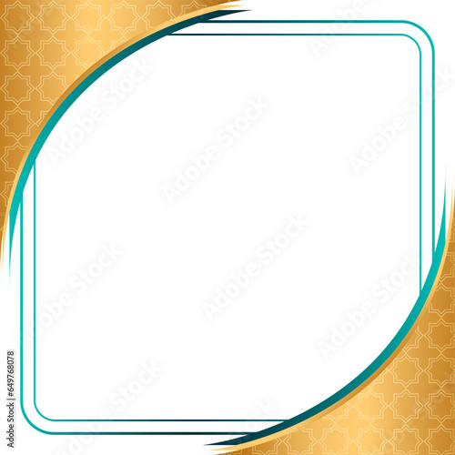 Golden islamic frame with lantern ramadan kareem arabic border flyer poster	
