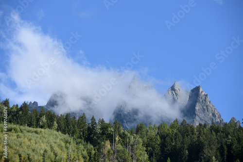 Amazing view on Monte Bianco mountains range with with Monblan on background. Vallon de Berard Nature Preserve, Chamonix, Graian Alps. Landscape photography photo