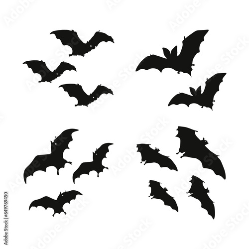 Black silhouette of a bat set on a white background.