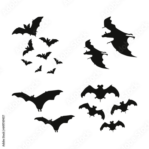 Black silhouette of a bat set on a white background.