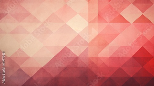 Abstract block pattern with geometric diamond shapes, pink and red background, and vintage faded texture detail