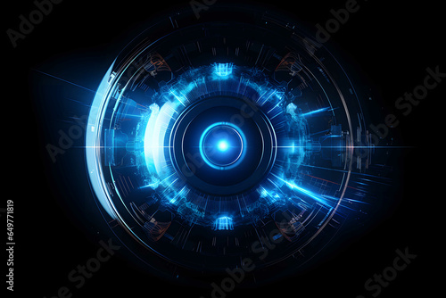 eyeball technology hi-tech line digital futuristic eye scan element blue neon