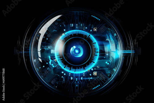 futuristic eye scan blue neon eyeball technology hi-tech line digital element