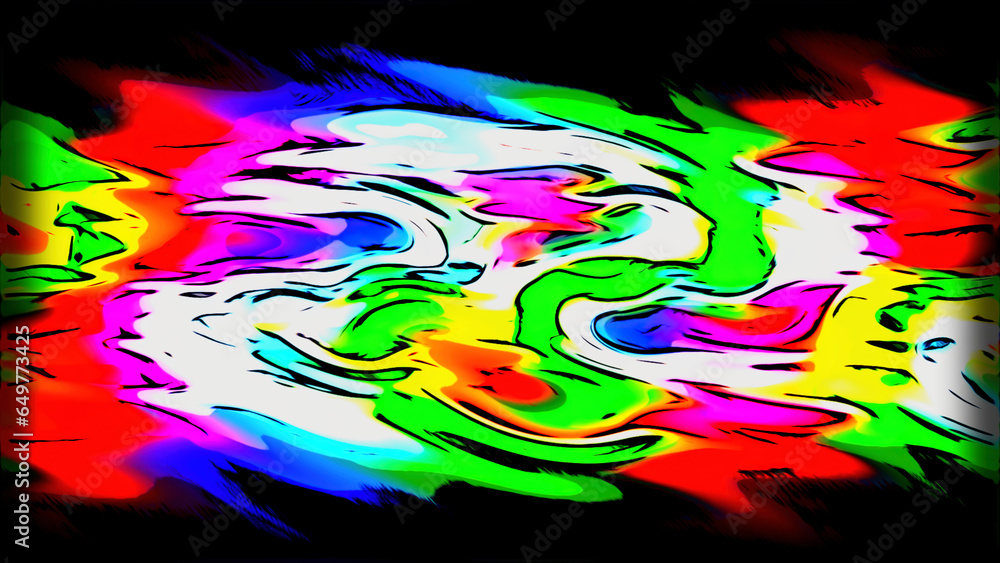 Abstract iridescent wavy surface with rainbow beautiful gradient colors. Motion. Bending bright waves.