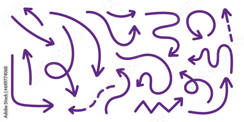 Vector set of thin arrow pointer. Dynamic arrows collection.