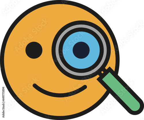 Emoticon com lupa de pesquisa