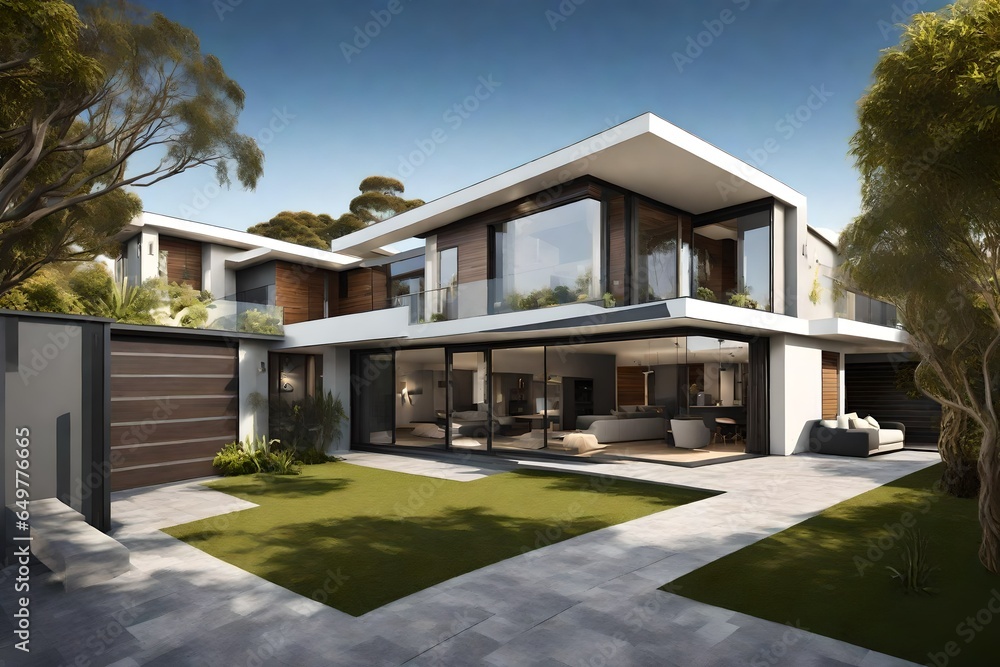 luxury home in the morning generated by AI technology luxury home in the morning generated by AI technology